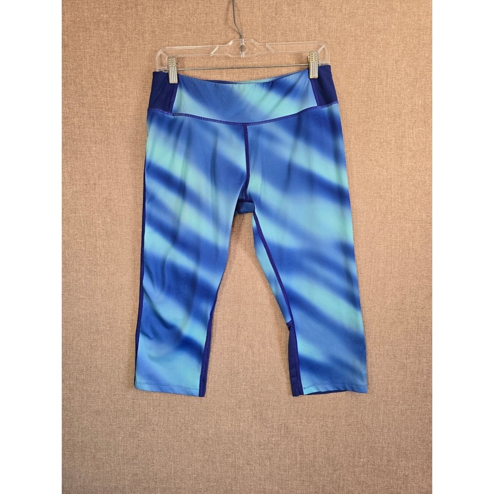 Kyodan Womens Blue Teal Ombre Capri Leggings Size L Activewear Yoga Pants